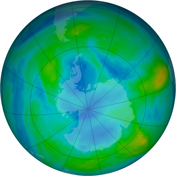 Antarctic ozone map for 26 April 1984